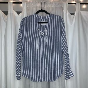 Rails Linen-Blend Tie Up Top